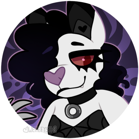 A headshot by WEREFYSH (https://toyhou.se/WEREFYSH) (Artfight 2024)